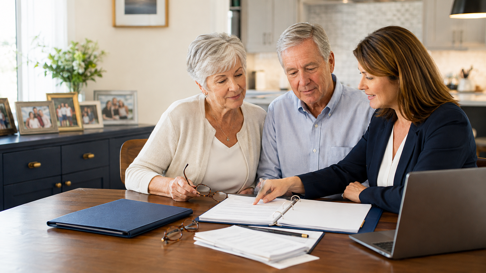A family organizing important care and legacy documents together